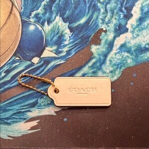 Coach white Tag with Gold Chain